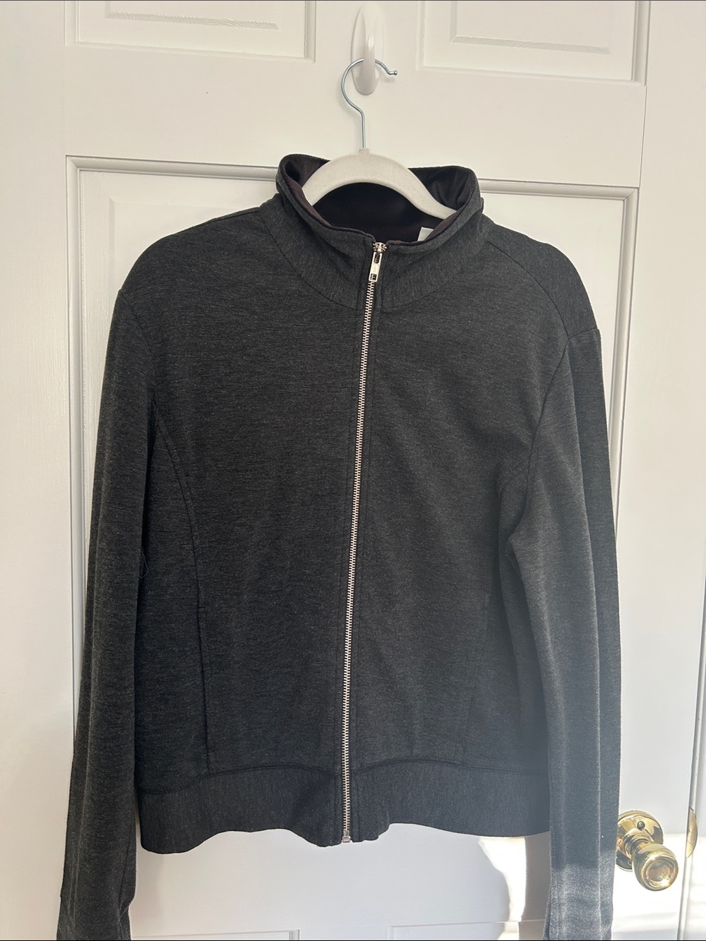 Vintage 90s Y2K Kathy Ireland Funnel Neck Full Zip Jacket Grey Velvet M